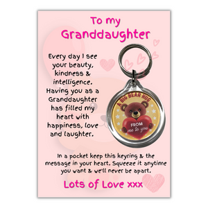 Beautiful Granddaughter Keyring & Message Card