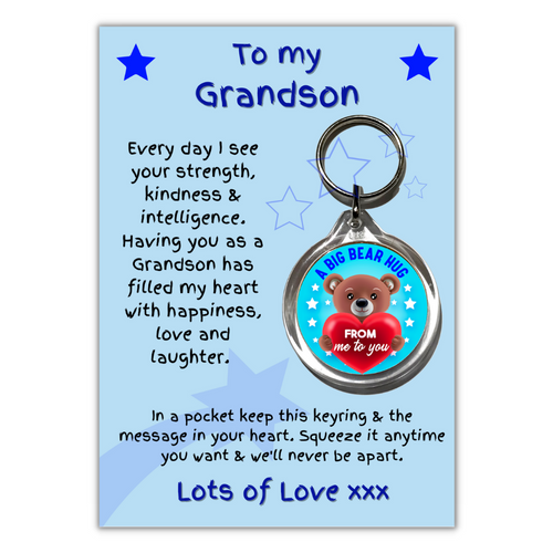 Awesome Grandson Keyring & Message Card