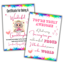 Load image into Gallery viewer, A Wonderful Granddaughter/Grandson Certificate - Personalised