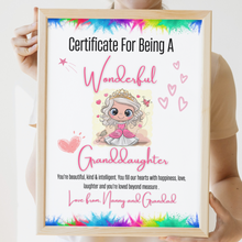 Load image into Gallery viewer, A Wonderful Granddaughter/Grandson Certificate - Personalised