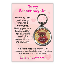 Load image into Gallery viewer, Beautiful Granddaughter Keyring &amp; Message Card