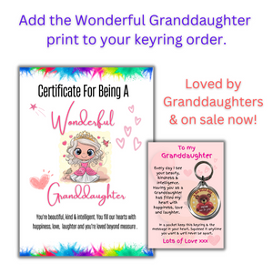 Beautiful Granddaughter Keyring & Message Card